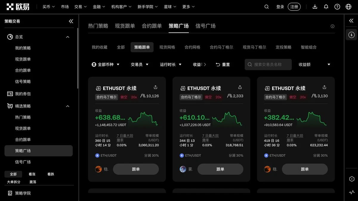 OKX 公开策略广场与网格入口